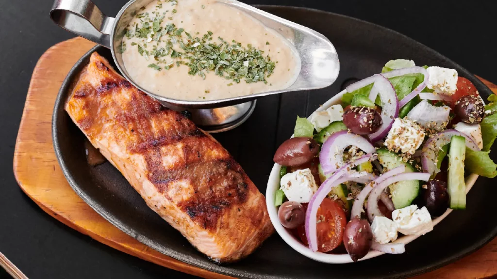 Char-Grilled Salmon and Salad